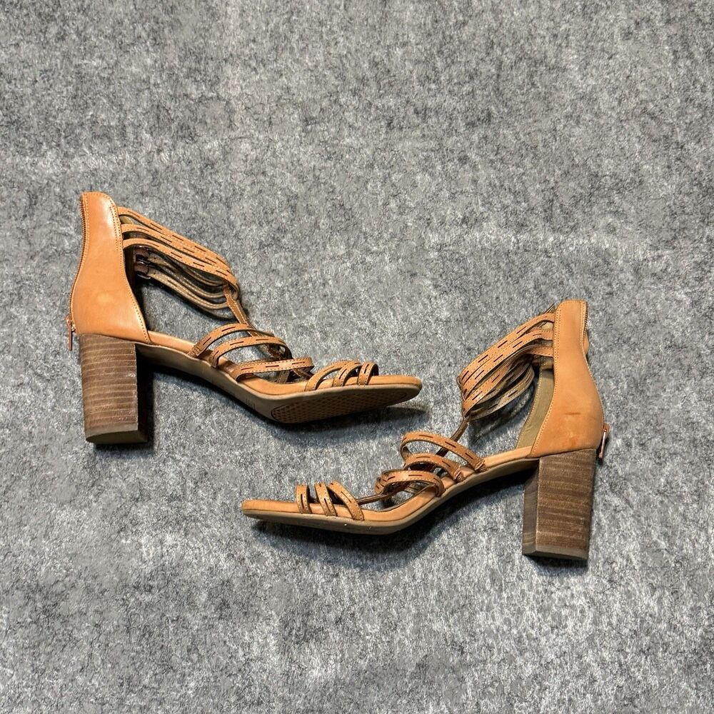 Aerosoles Womens Block Heel Sandals Size 11 Light Brown Tan Strap Vegan Leather